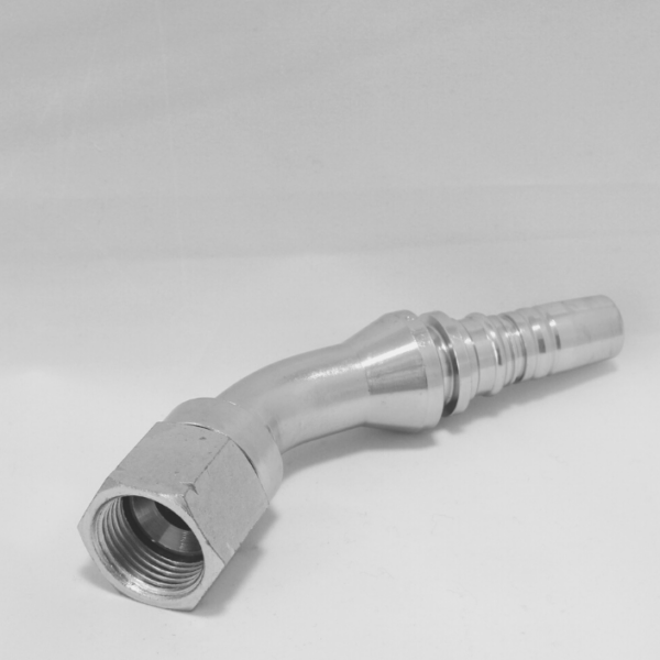 Terminal Codo 45° HG (UNF, asiento 37°) x Espiga para manguera hidráulica