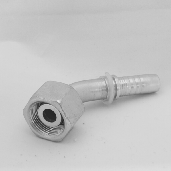 Terminal Codo 45° HG (métrico, asiento 30°) x Espiga para manguera hidráulica