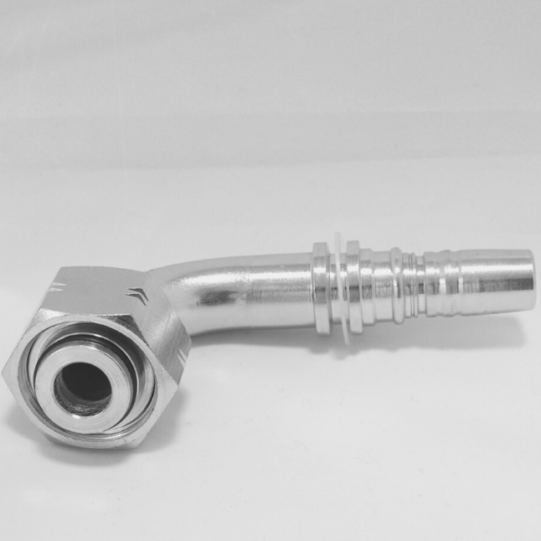 Terminal Codo 90° HG (Métrica, asiento 30°) x Espiga para manguera hidráulica